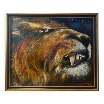 Oil painting “Saber-toothed tiger” signed