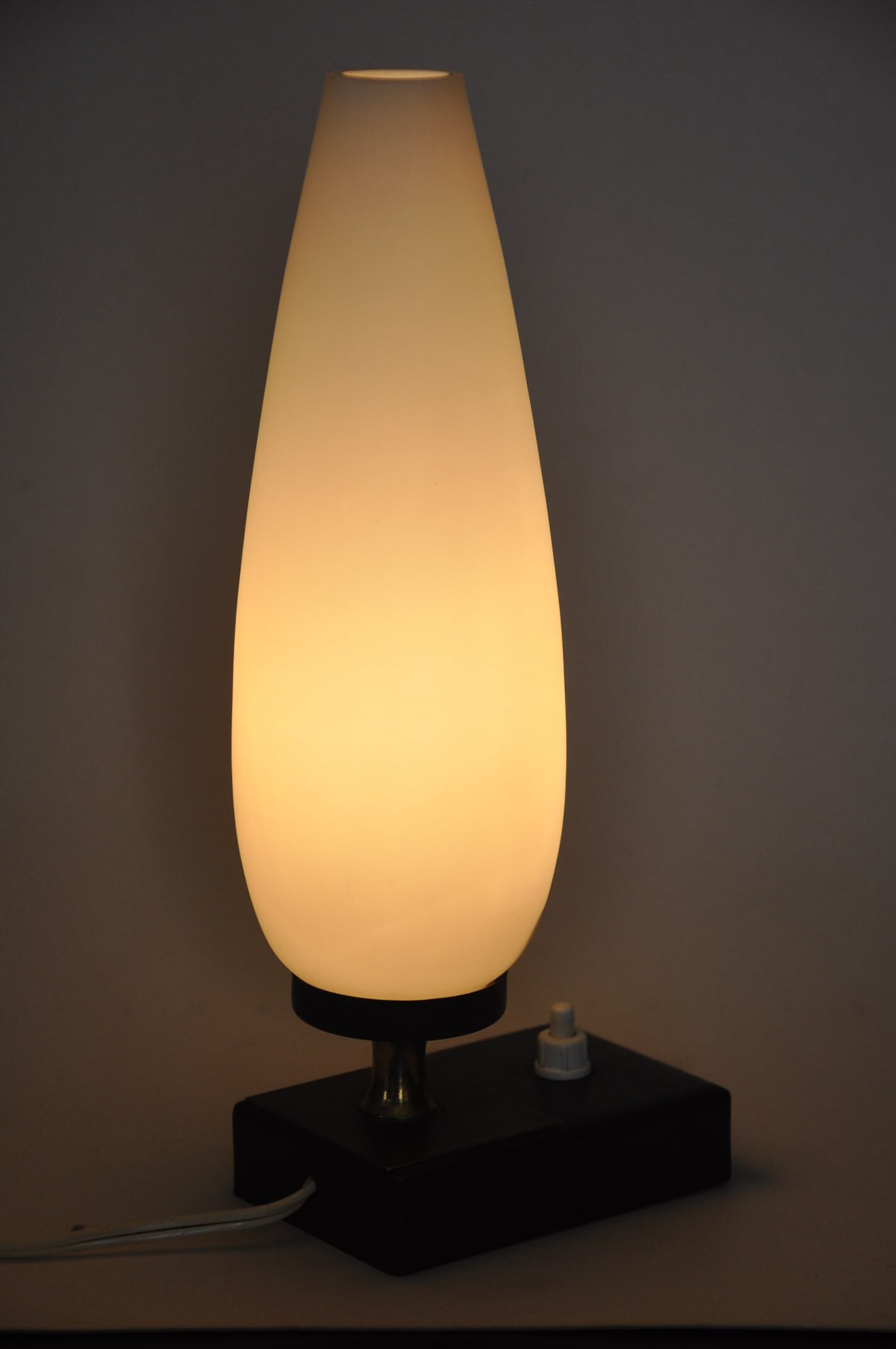 Opaline brass metal lamp 50s