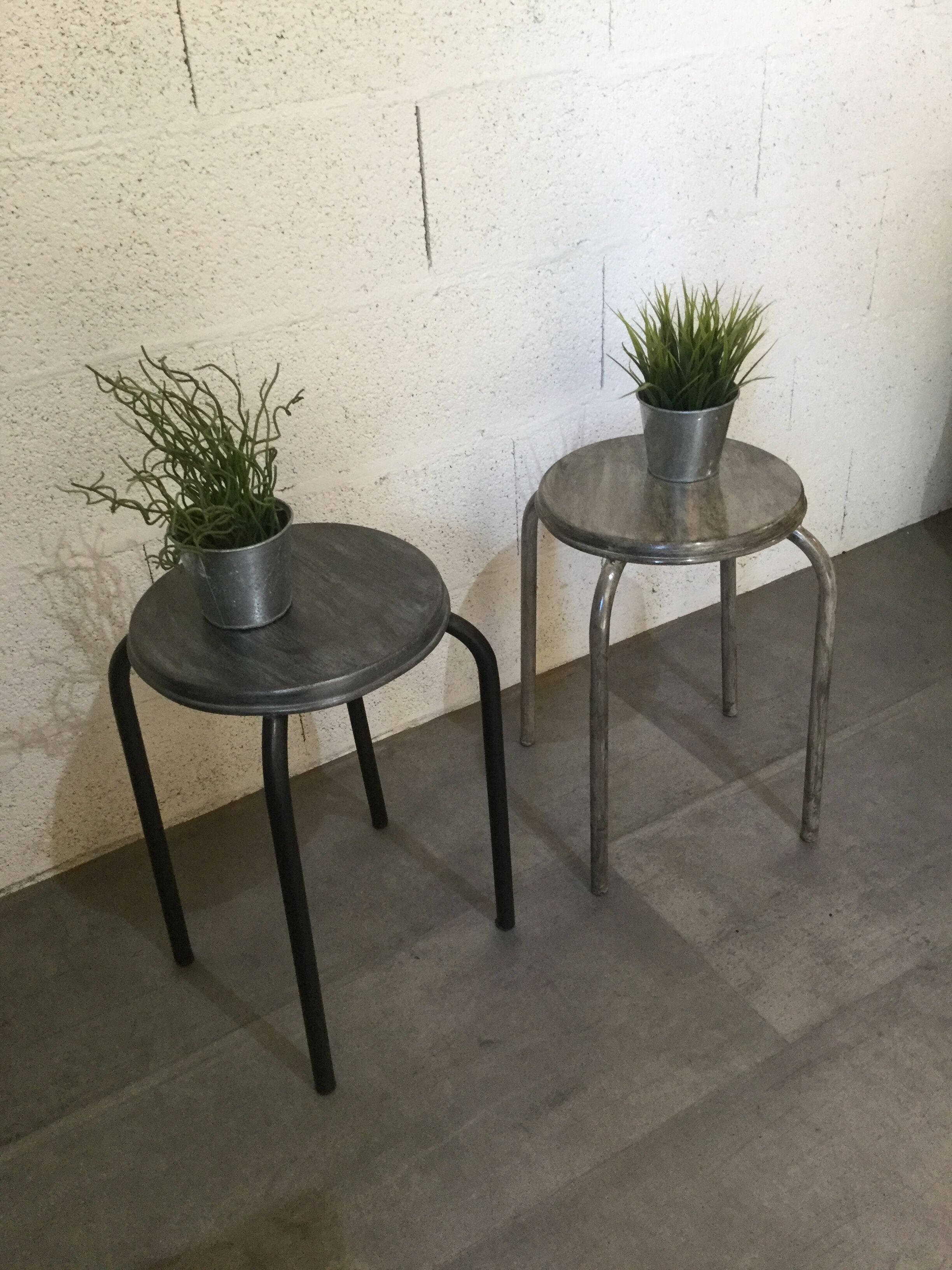 Pair of old workshop stools