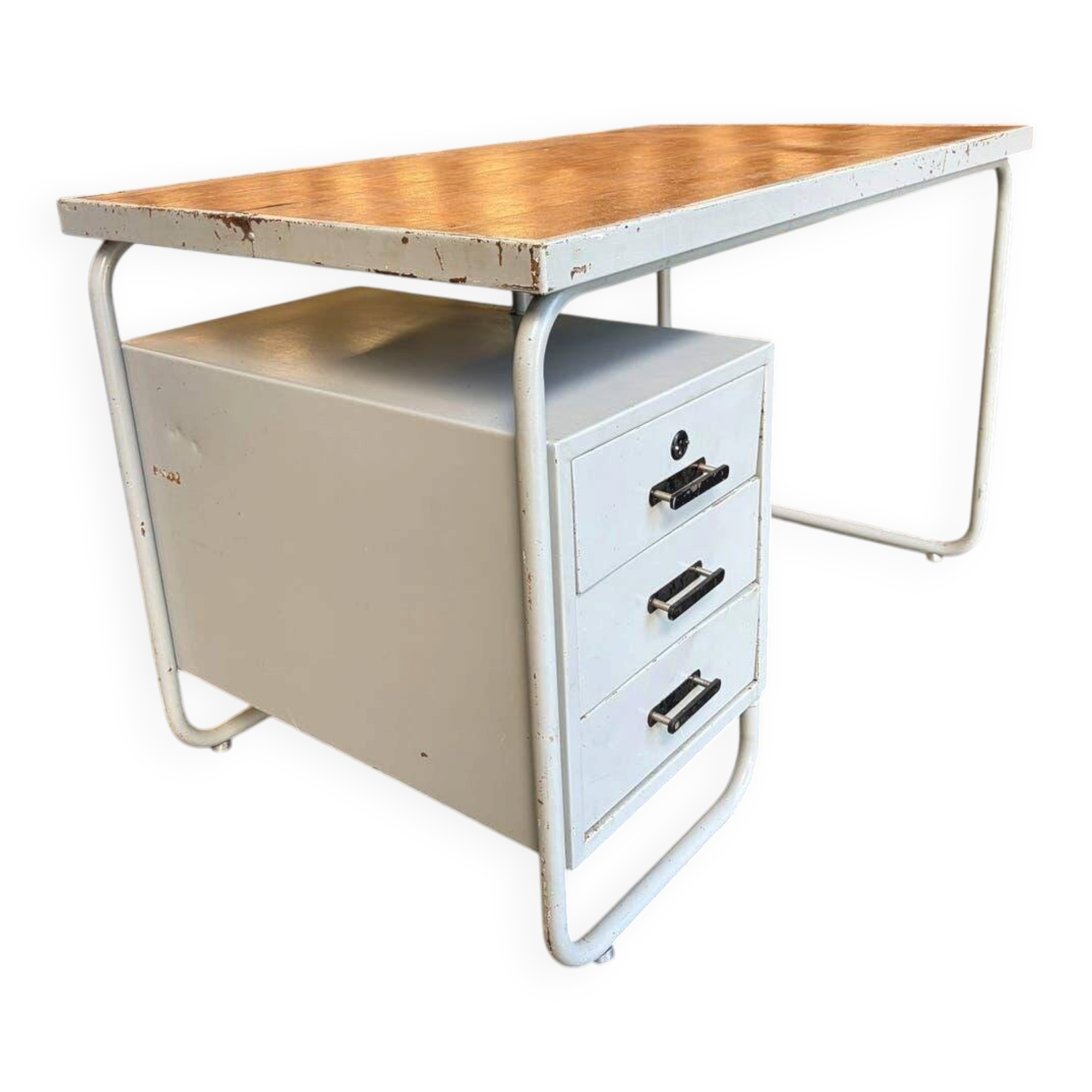 Bureau industriel vintage gris style bauhaus