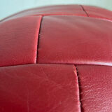 Red patchwork leather pouf