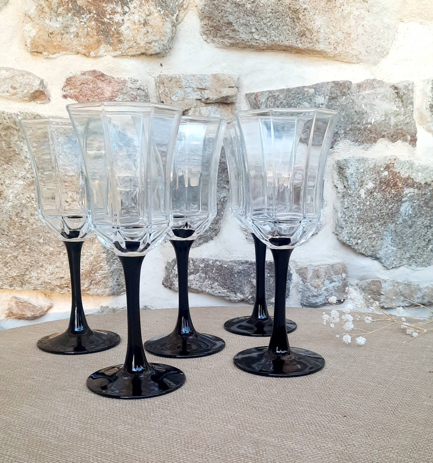 Black Luminarc stemmed glass