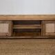 TV cabinet in raw oak and cane - sliding doors