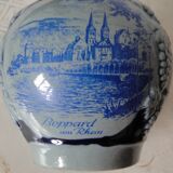 Cobalt blue faience wine pitcher west germany