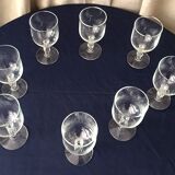 Suite of 8 glasses with port or wine cooked in crystalline tableware