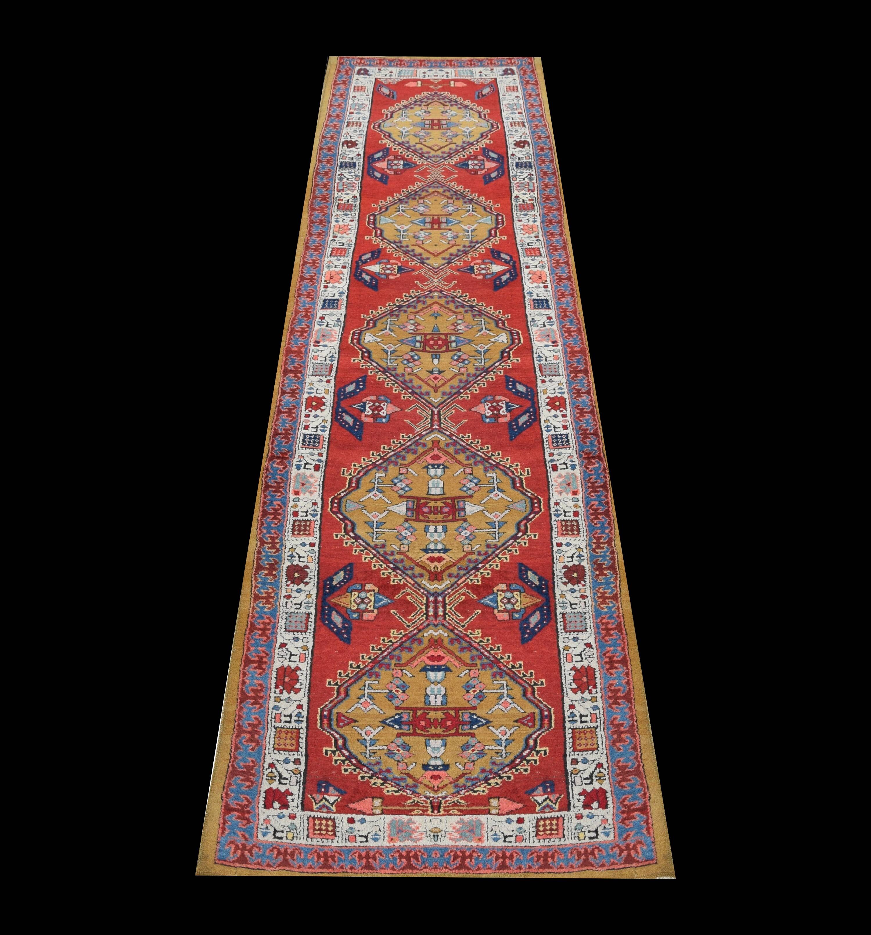 Persian Iran Sarab Runner Rug: 0.98 X 3.72 Meters - Handmade