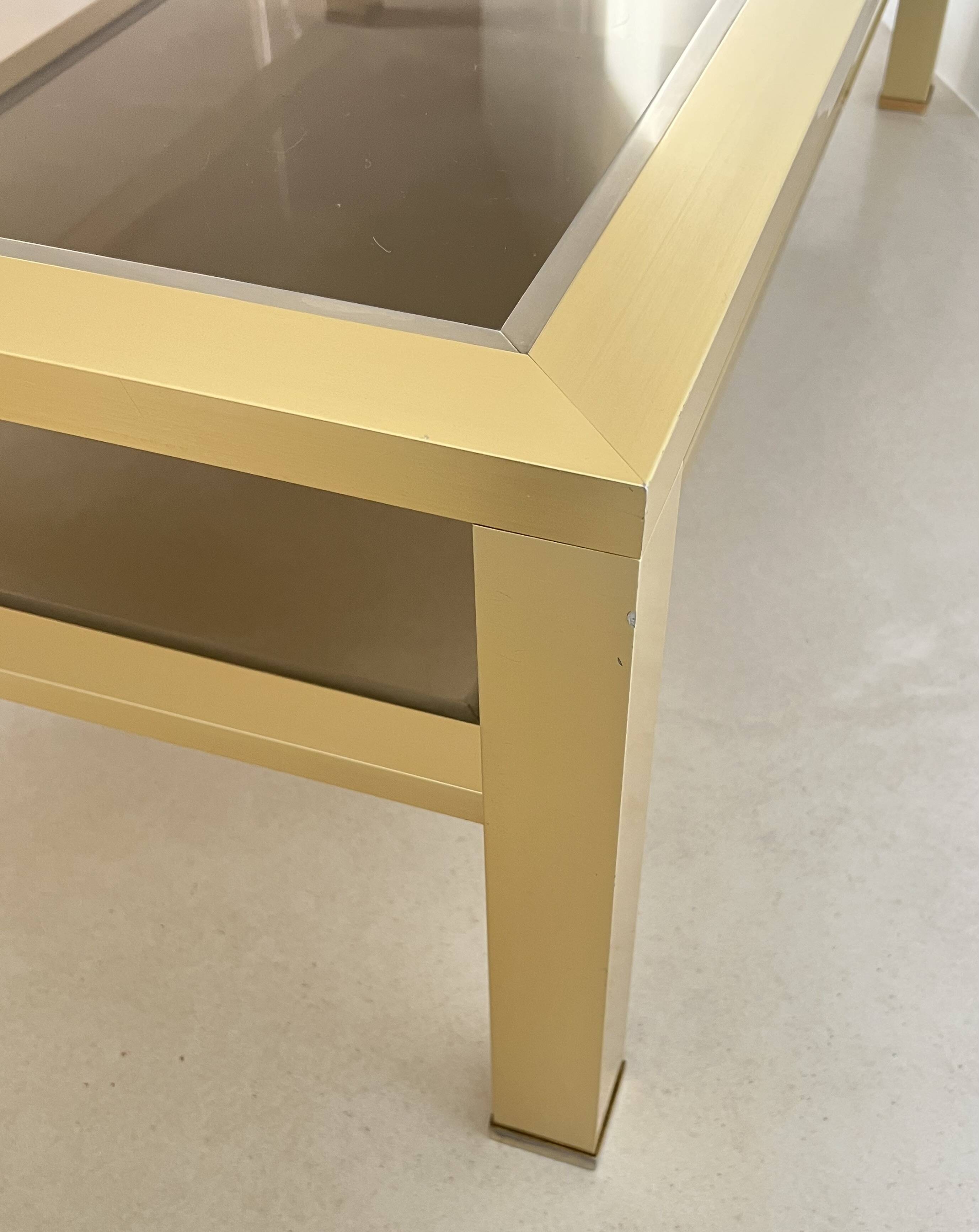 Large coffee table in gilded metal, France, 1970s