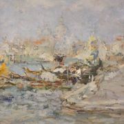 Great painting signed by Luigi Mantovani, View of Venice