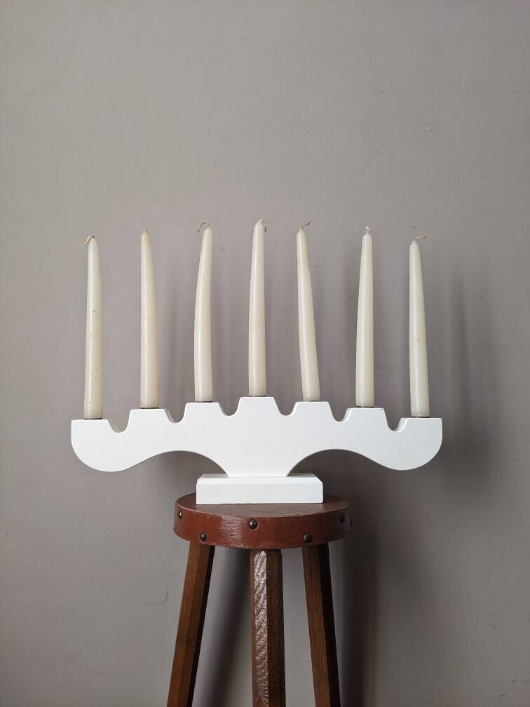 Danish wooden candle holder vintage candlestick contemporary Scandinavian design