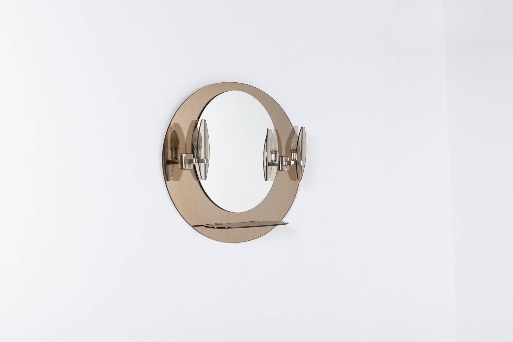 Miroir mural Mid-Century moderne avec appliques de Veca, Italie, 1960s