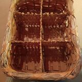 Orangeade carafe service and 6 glasses in a wicker basket