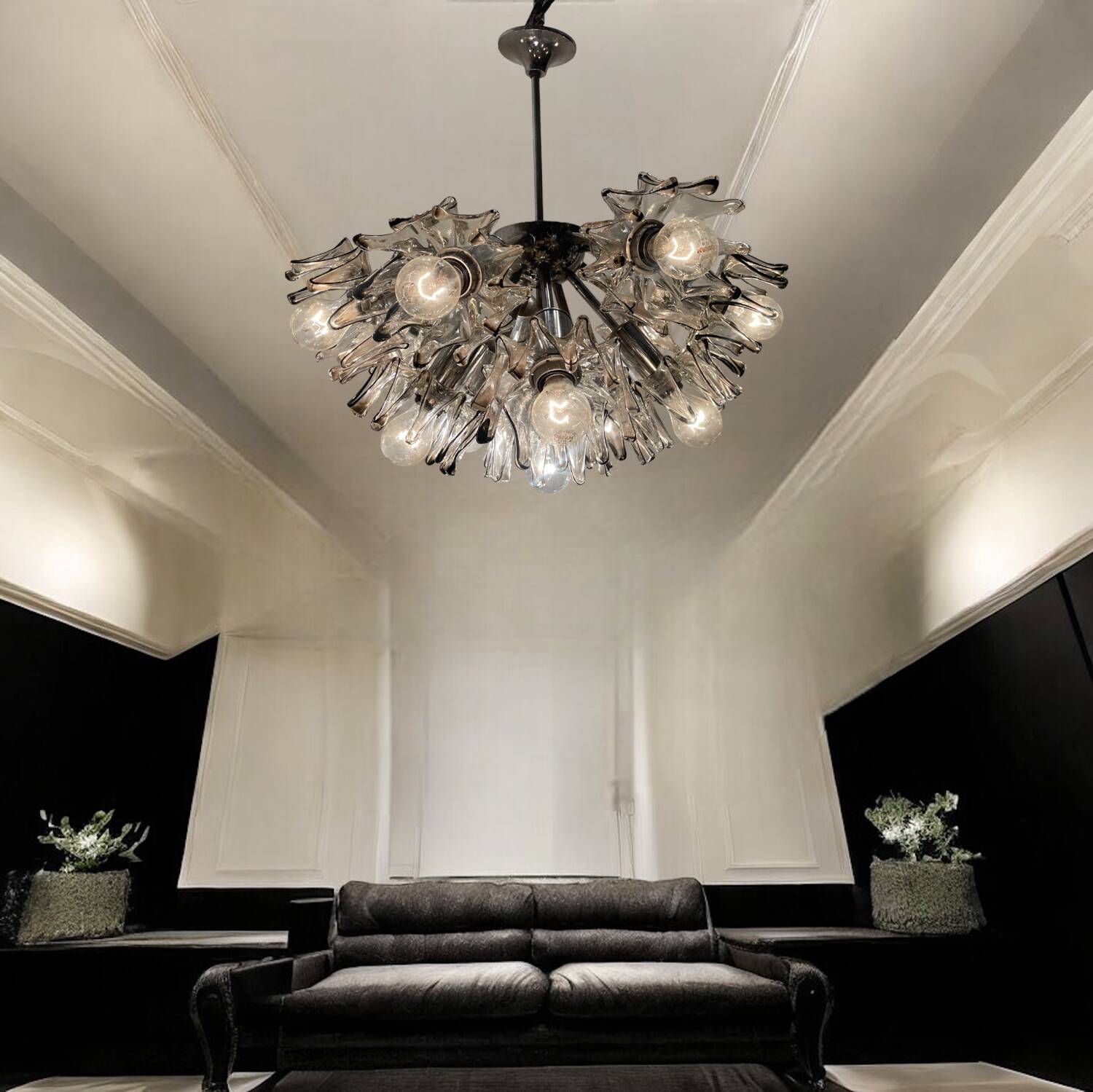 Large Midcentury Murano Flower Chandelier 1970’s