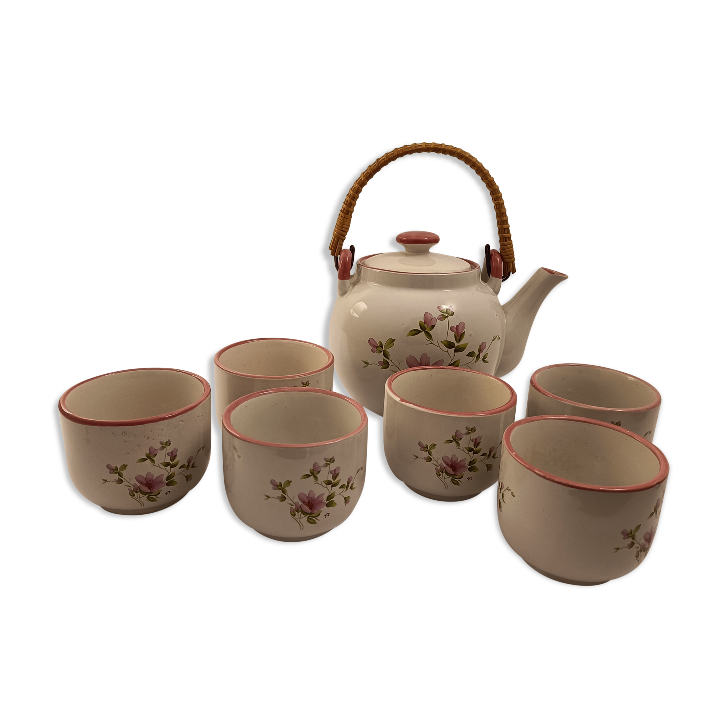 Théière coréen vintage avec 6 tasses