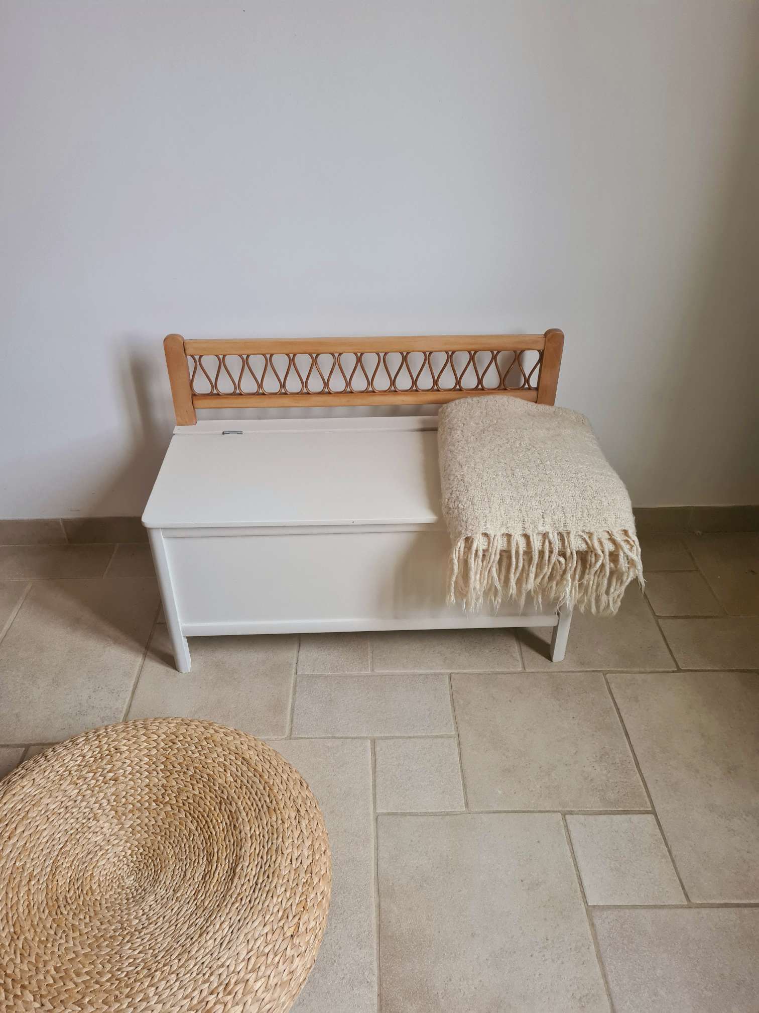 Old wooden and rattan chest