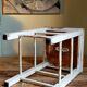 Workshop stool in vintage patinated solid wood