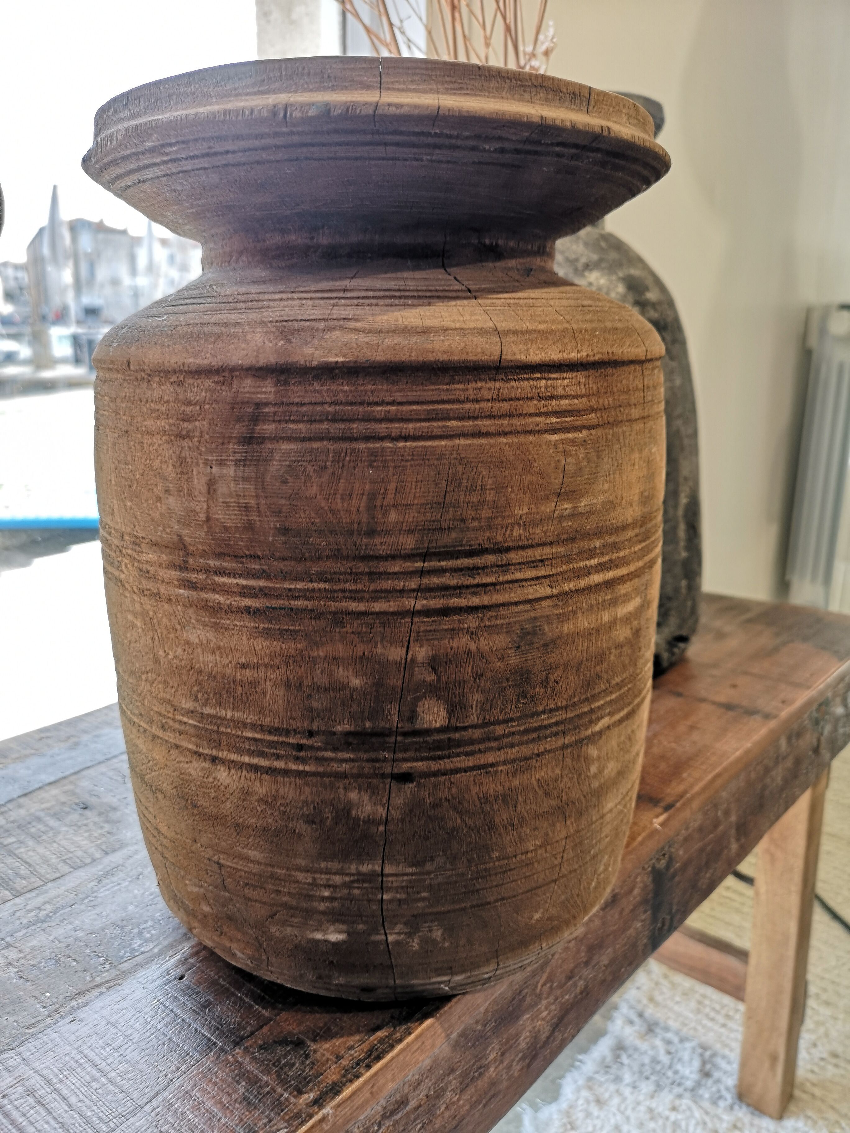 Old wooden pot