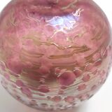 Pink Iridescent Etched Blown Glass Vase "Diaspora" by Loetz