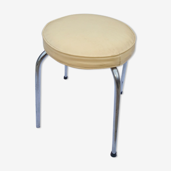 Stool sitting vintage white leatherette