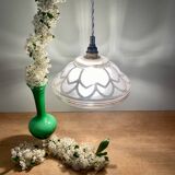 Vintage art deco lampshade pendant light in white and gold frosted glass