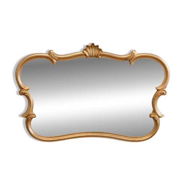 Grand miroir mural à moulures dorées en stuc – style rococo Louis XV – 124