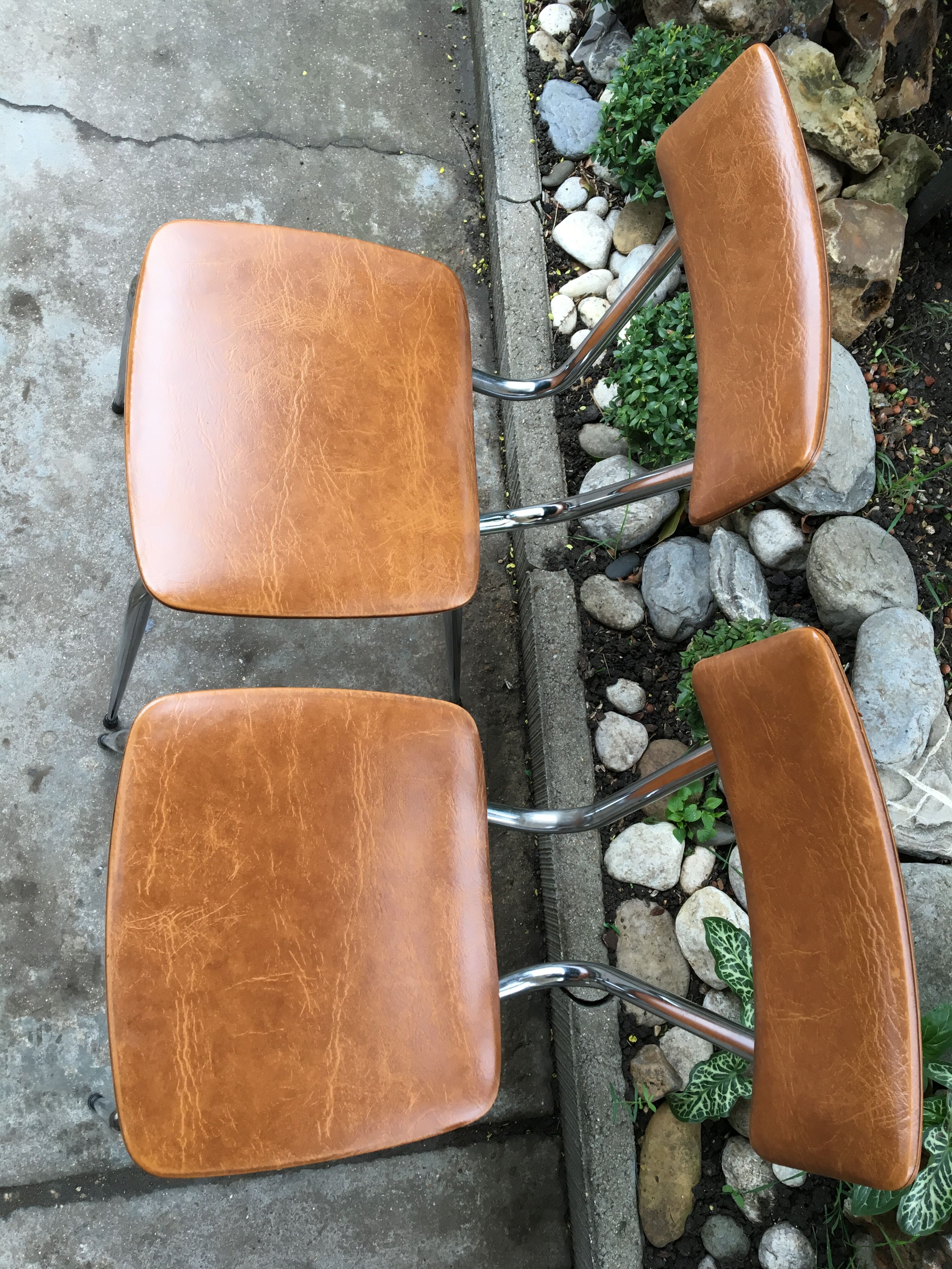 Vintage chrome and leatherette chairs