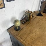 Retractable desk oak patina