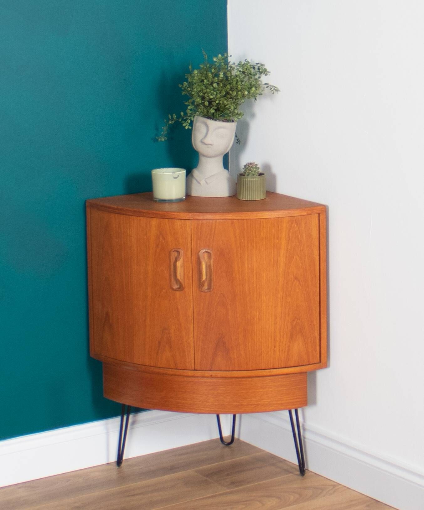 Retro Teak 1960s G Plan Fresco Corner Unit Bar Drinks Cabinet On Hairpin Legs