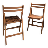 Lot de 2 chaises pliantes vintage en bois, design danois