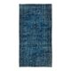 3.7x6.9 Ft Vintage Hand-Knotted Navy Blue Over-Dyed Rug from Turkey, Woolen Floor Covering. NTEK0797