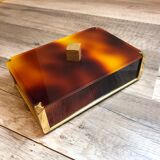 Gold Starry vintage 60 brass jewelry box - Galalithe scale-style