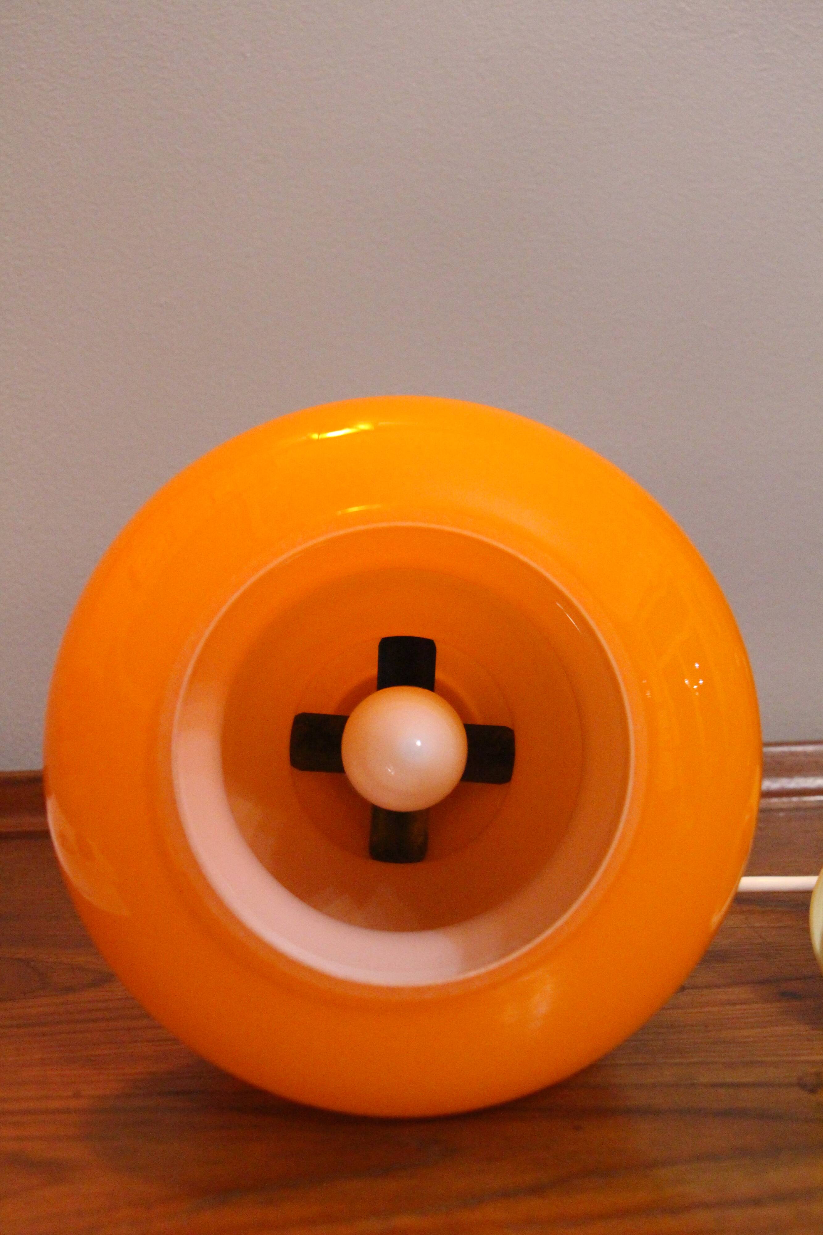 Orange opaline pendant lamp 70's