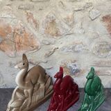 3 Sculpture Lama Charles Lemanceau Faience ST Clément France Art Déco 1930