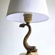 Patinated bronze lamp and marble in Hollywood Regency Style