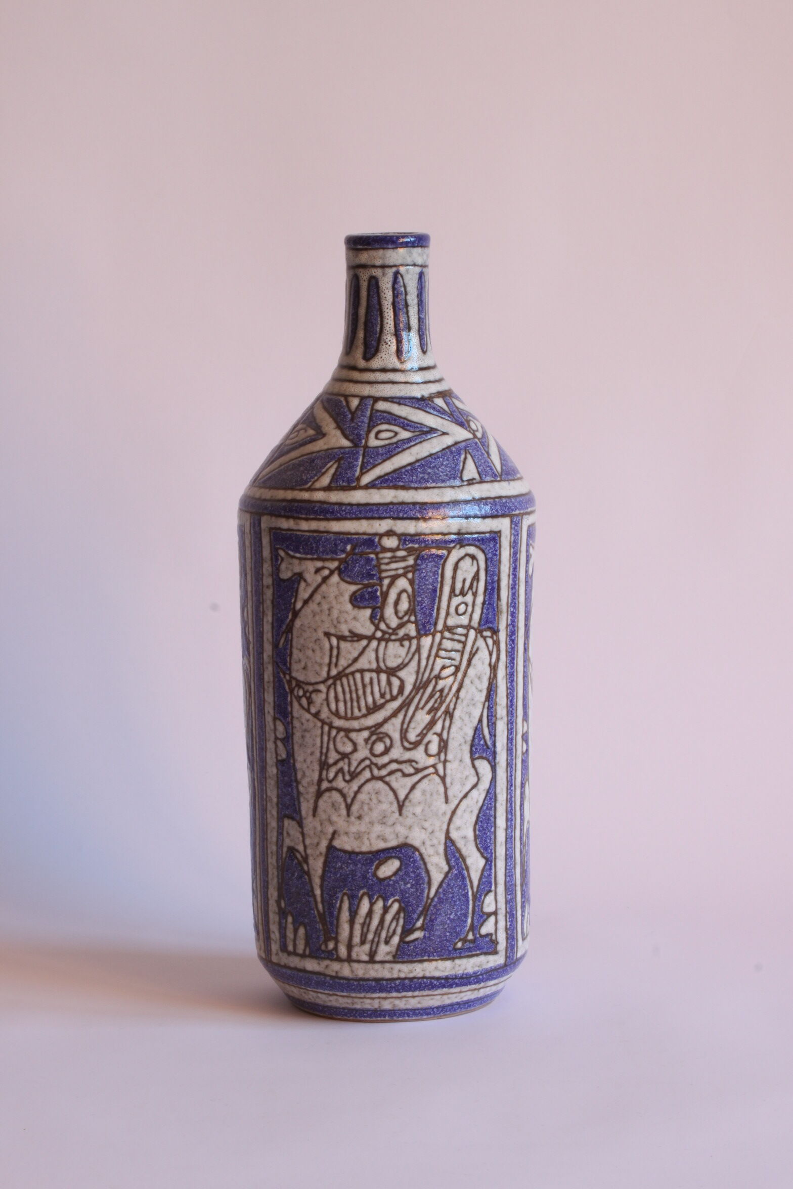 Abstract Sgraffito Bottle by Fratelli Fanciullacci, Italy, 1950s