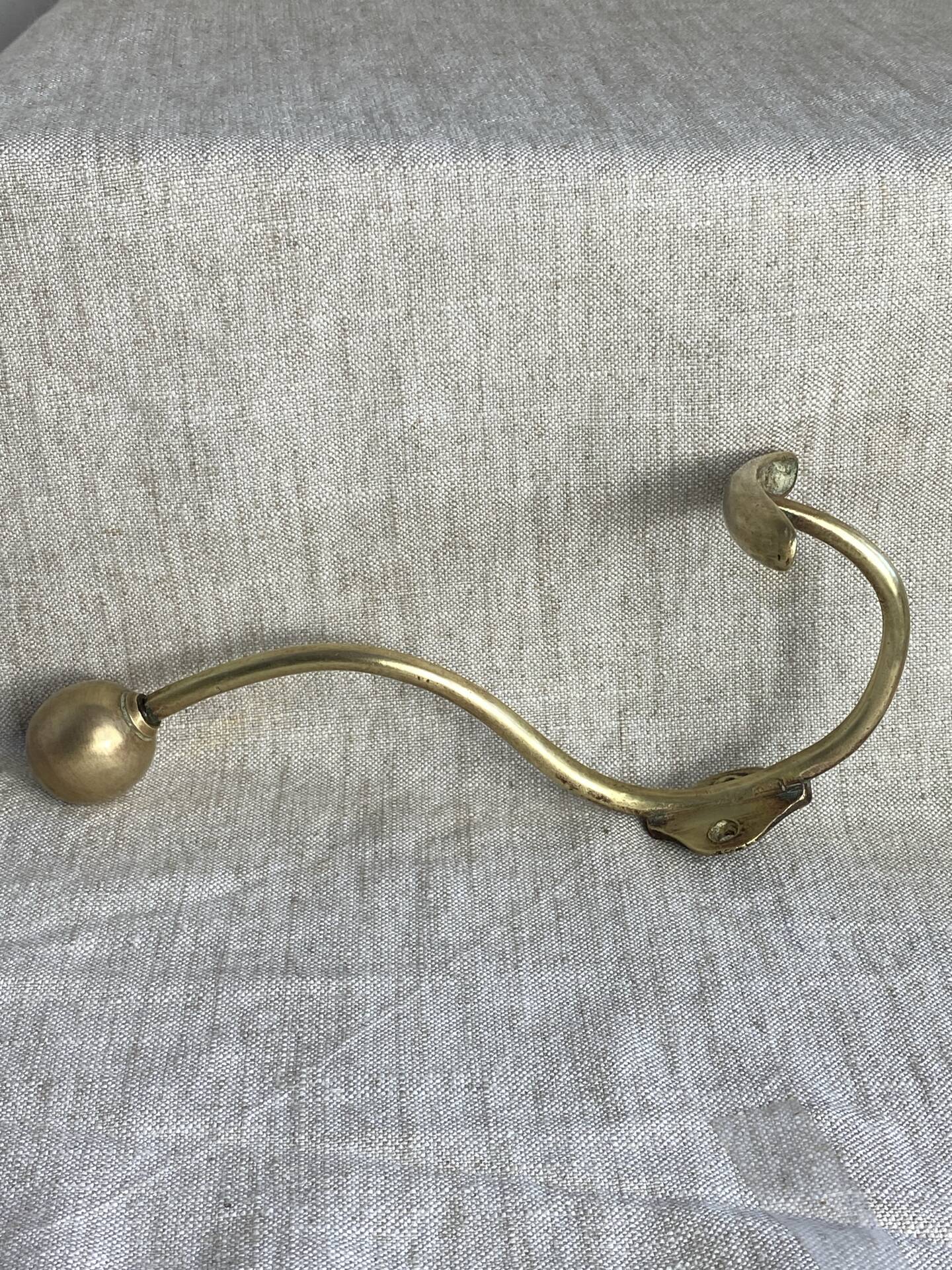 Pair of ball and hook coat hooks in brass