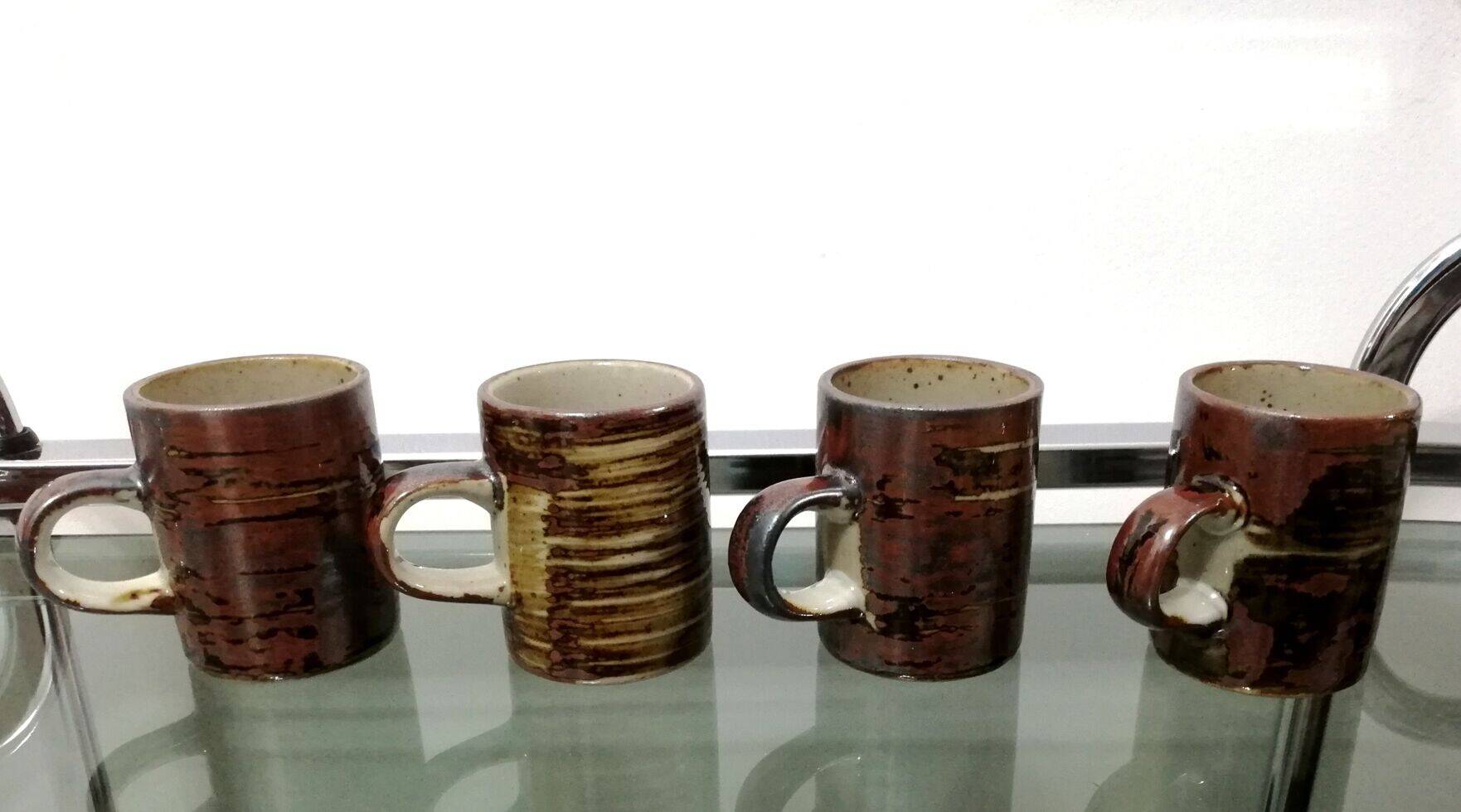 4 stoneware espresso cups