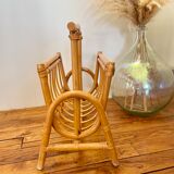 Vintage rattan magazine holder from the 60s and 70s