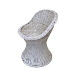 Vintage woven wicker stool 1950
