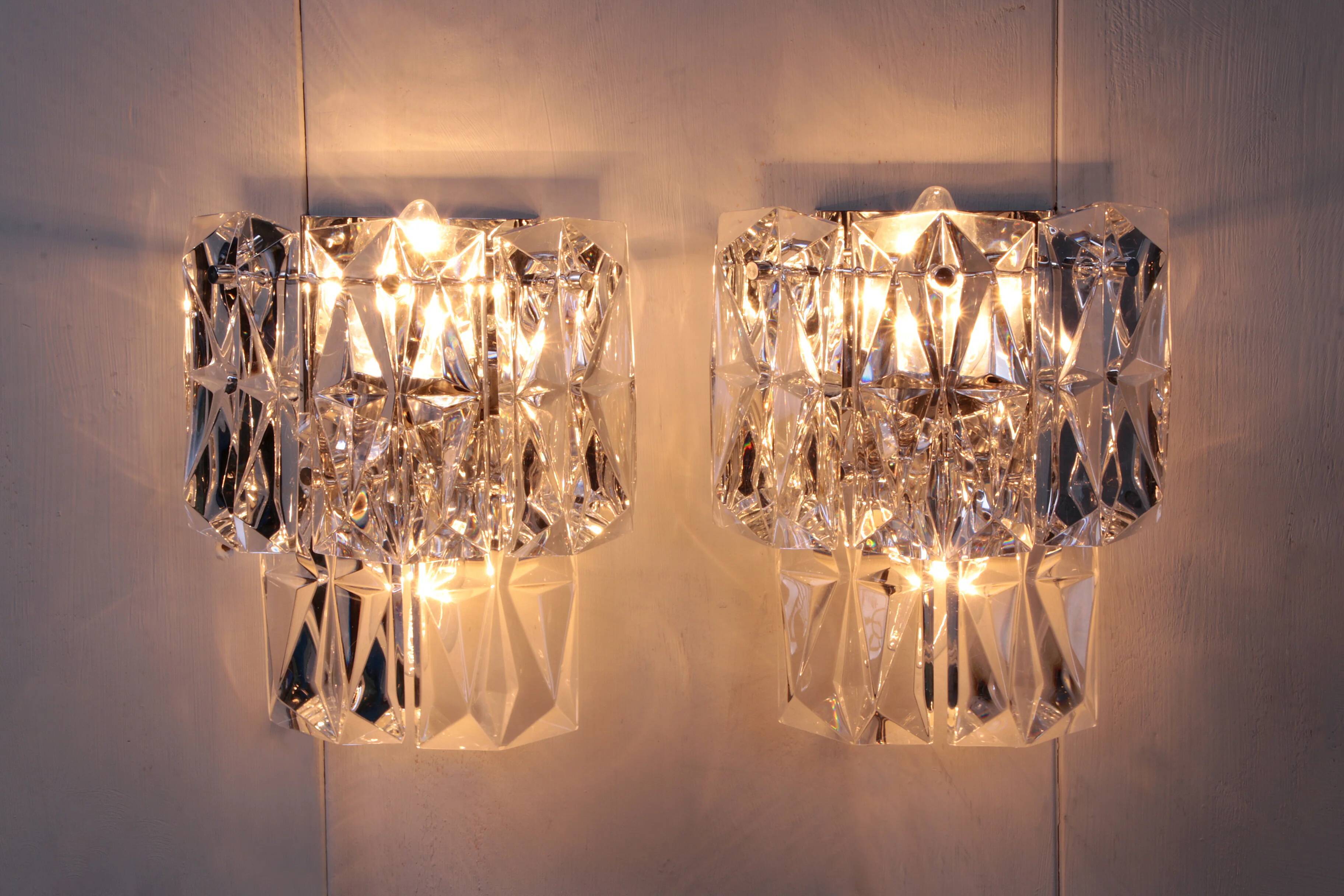 Rare 1960s Kinkeldey German crystal wall sconce 1960