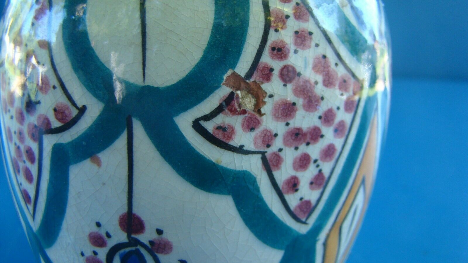 Iced and cracked ceramic vase