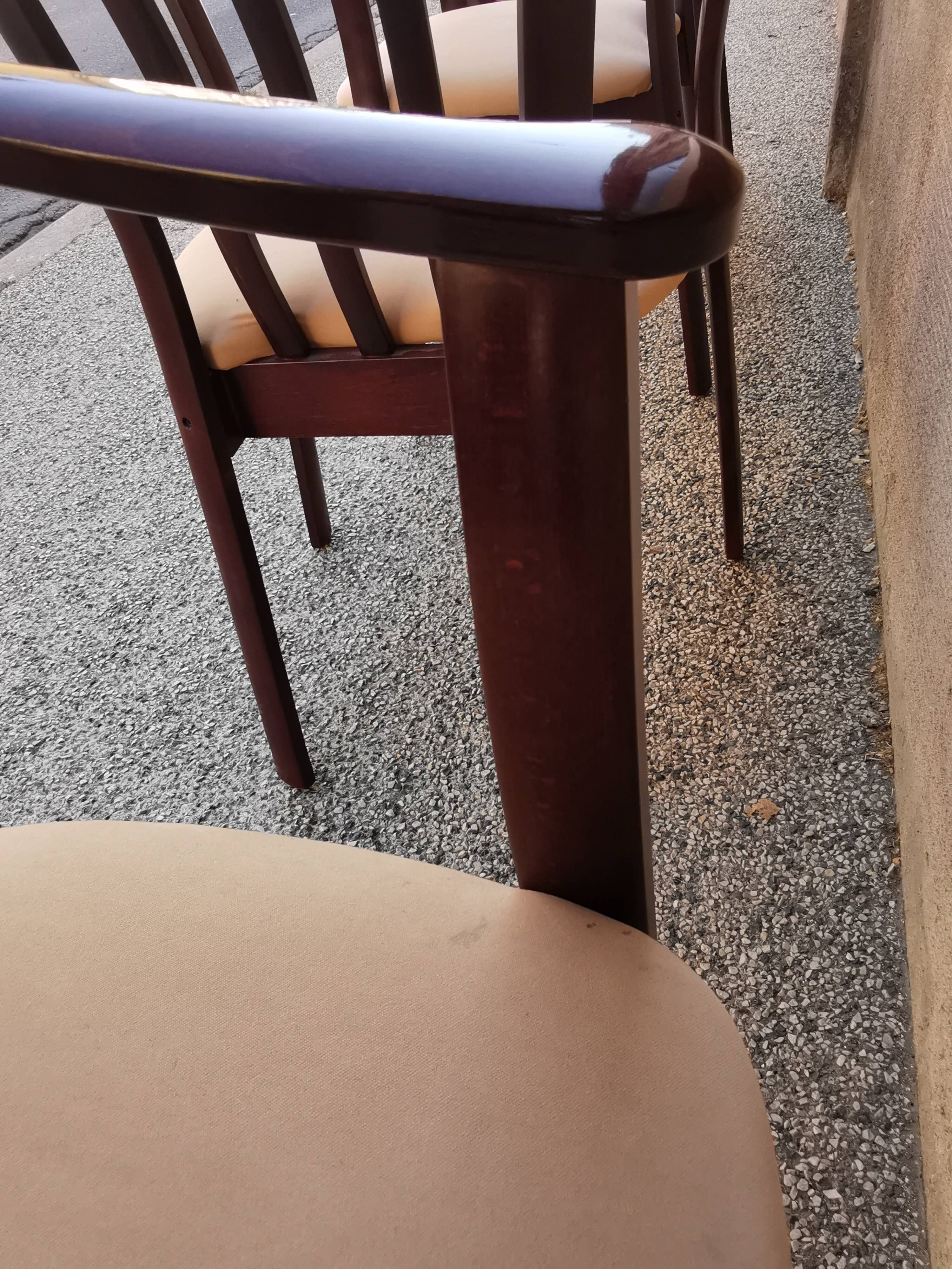 Suite de 4 fauteuils bois vintage années 80