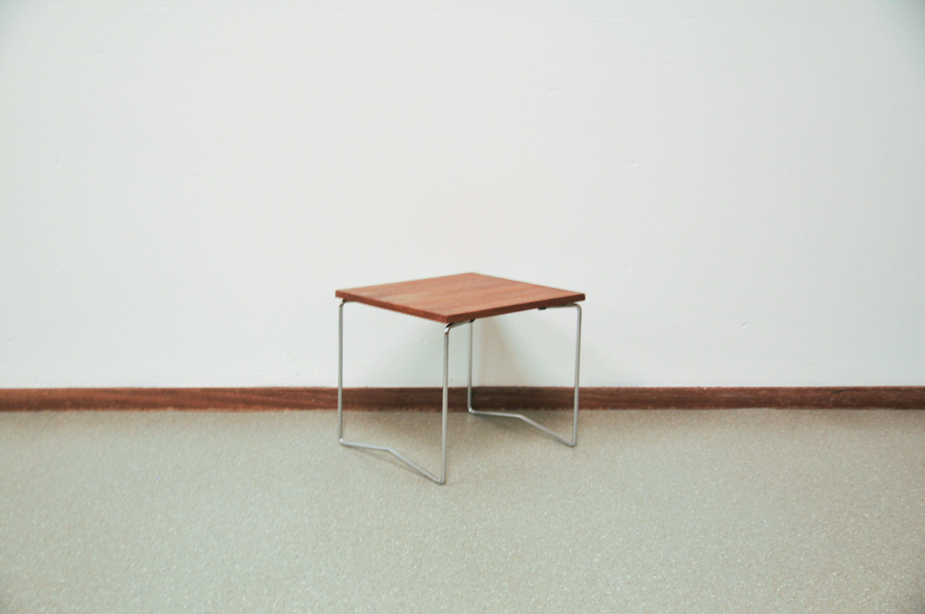 Vintage small teak table metal frame