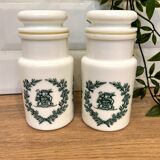 2 opaline glass spice jars
