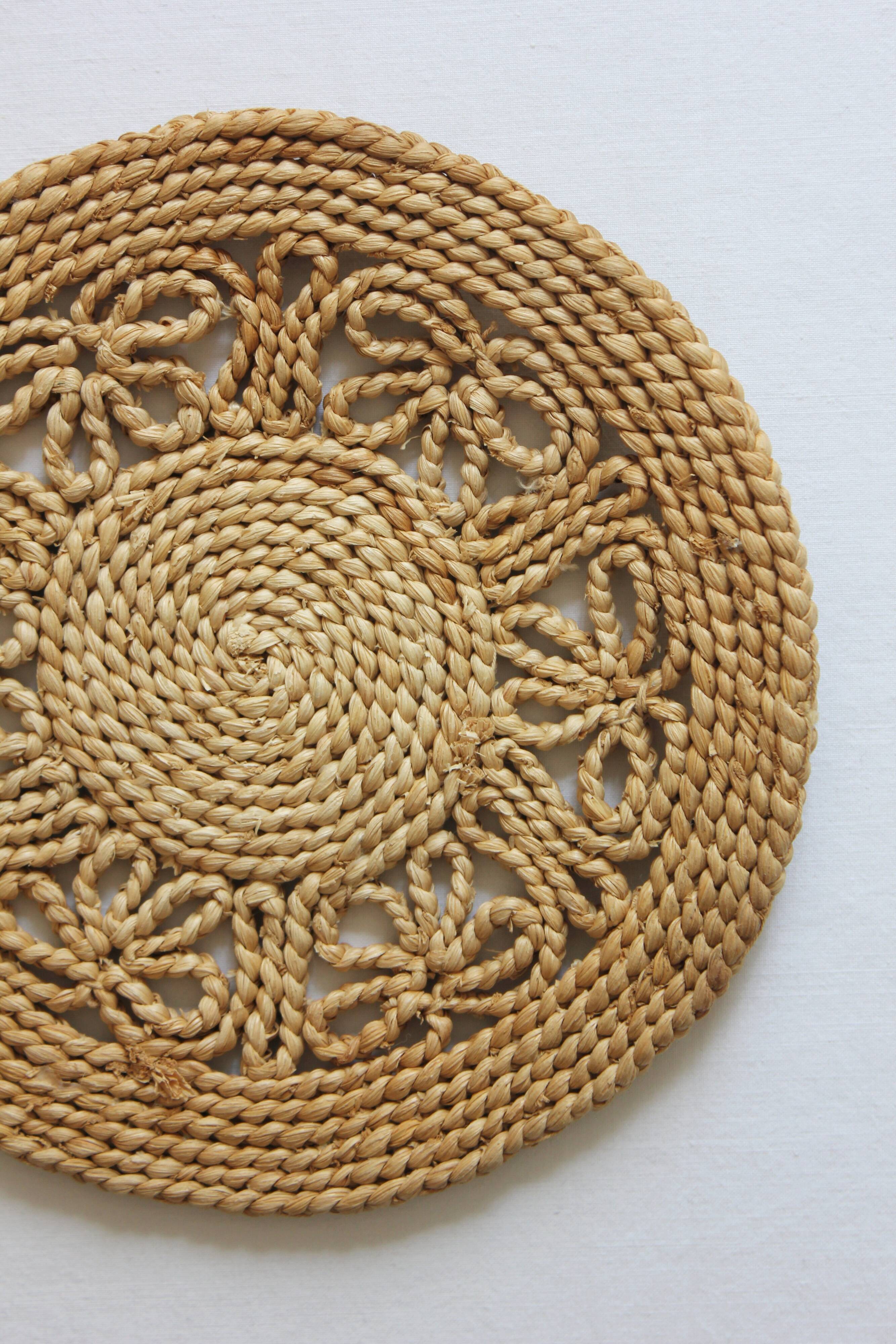 Vintage 70s braided rope table mat