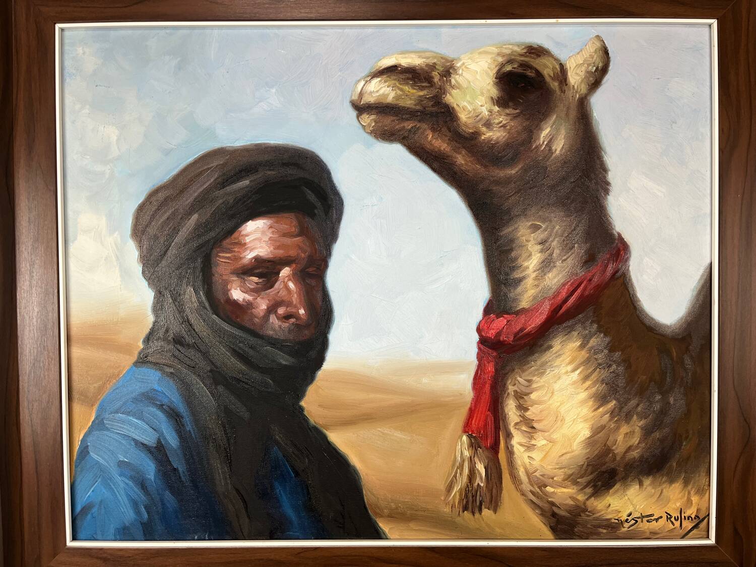 Orientalist painting, Tuareg signed Nestor Rufino