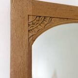 Art Deco bevelled full-length mirror - restored raw oak