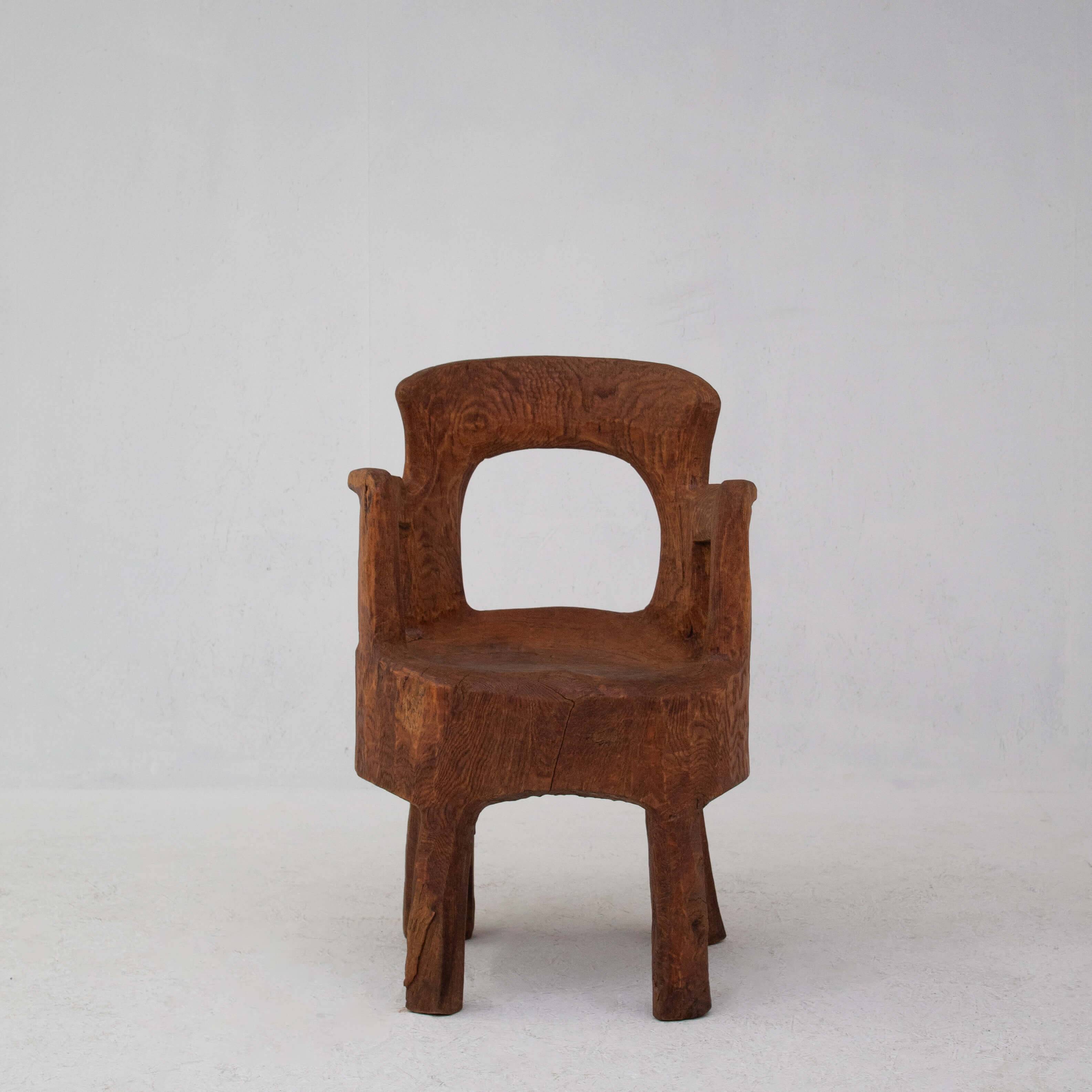 Hand carved solid wood chair, unique sculptural design