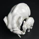 White porcelain figurine of an elephant and baby by Artepiu Este, Italy, 1990s.