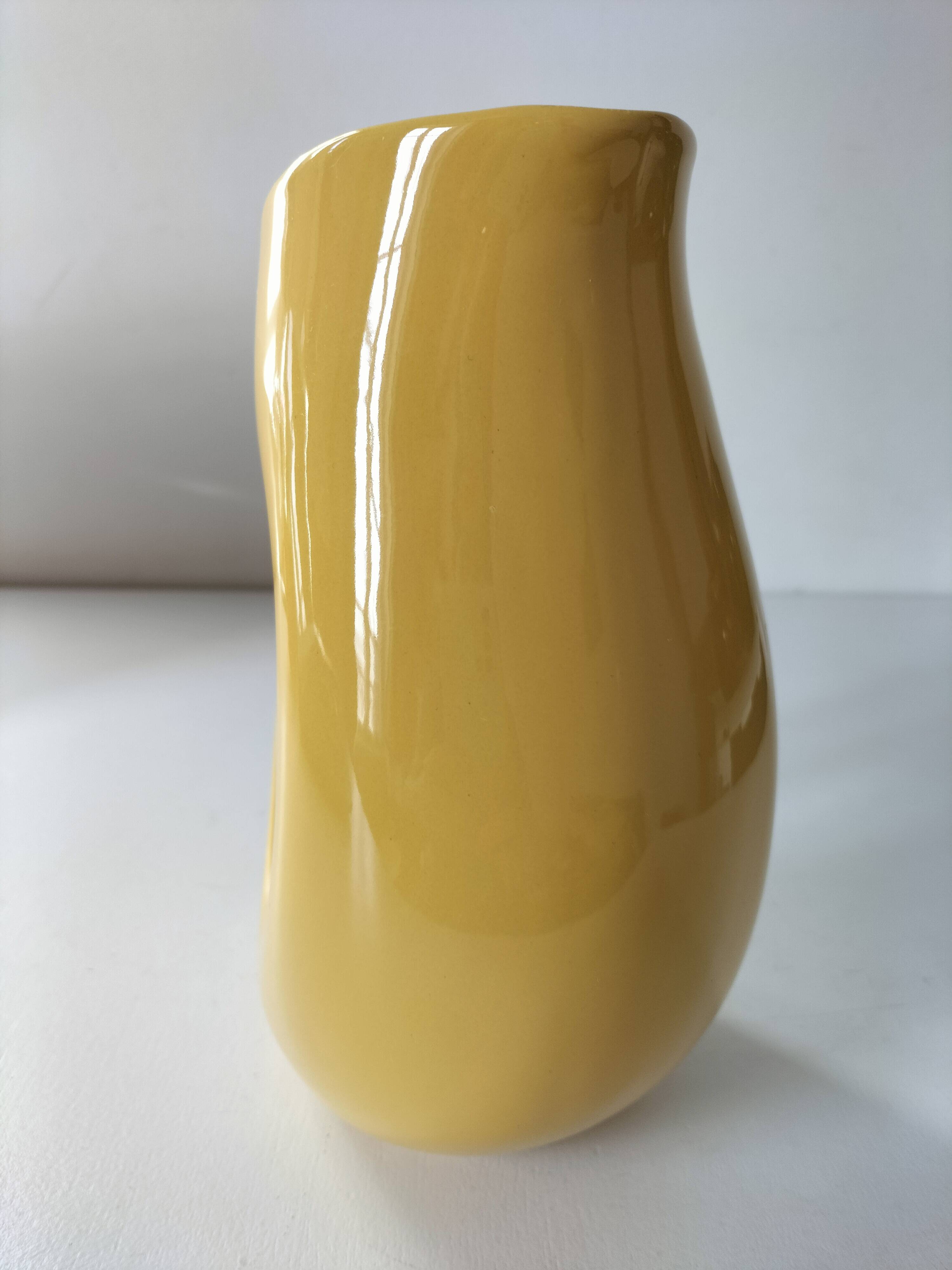 Vintage yellow sculptural pitcher 70s design
