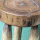 Brutalist tripod stool, raw wood